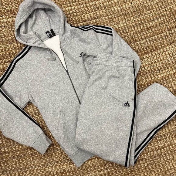 Adidas Essentials Tracksuit (Mens XL) 2 Piece Set Sweatsuit Gray - Picture 1 of 7